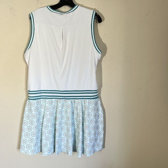 William Murray Women's V Neck Golf Dress Size XL Zip Pockets White Printed - Picture 3 of 6